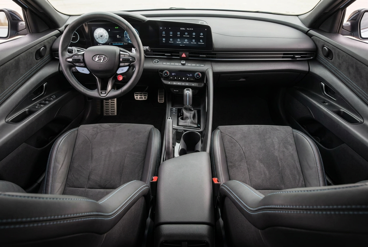 Freshly detailed car interior with clean seats and spotless dashboard